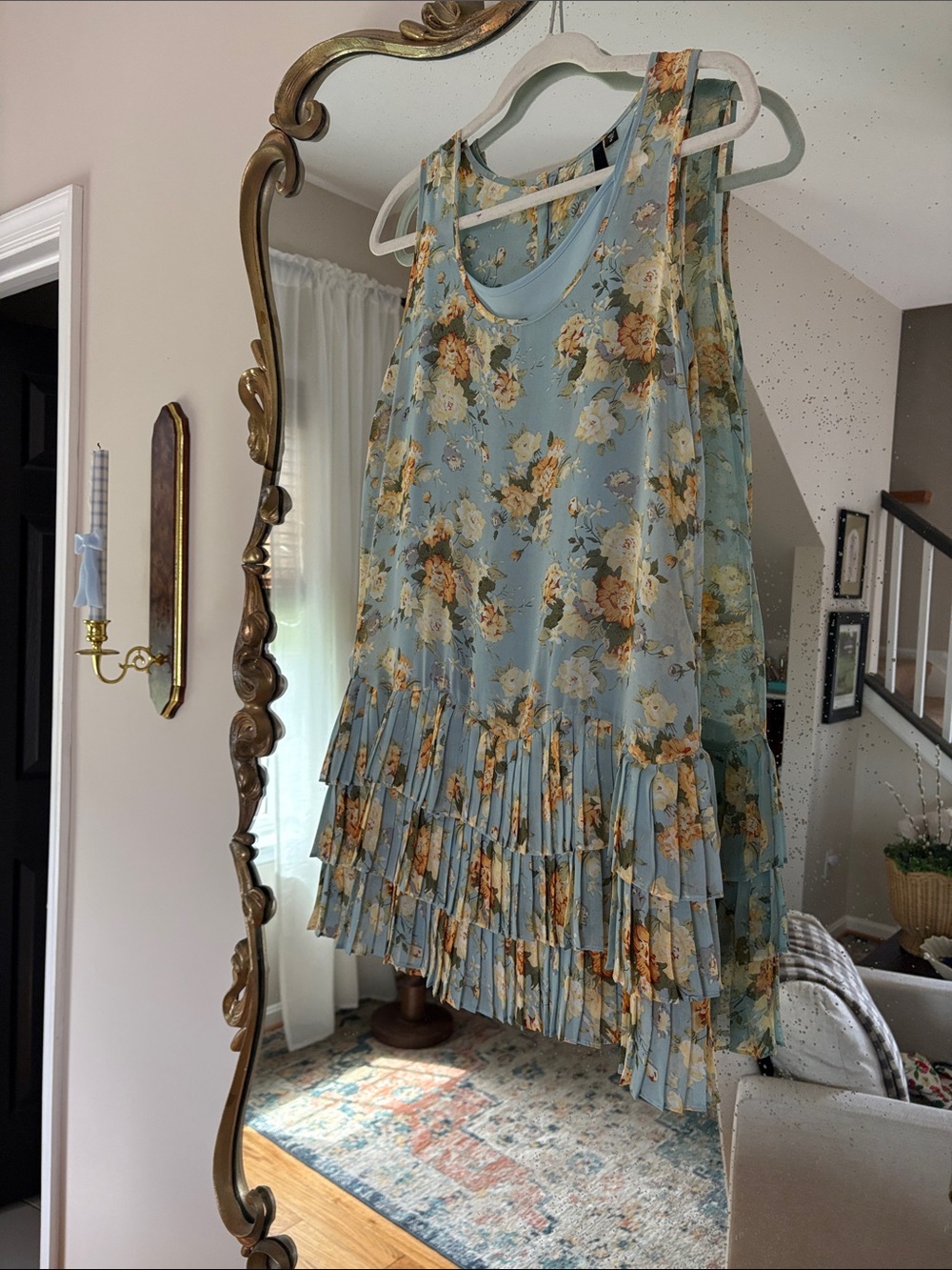 Bellatrix Blue Floral Pleated Mini Dress